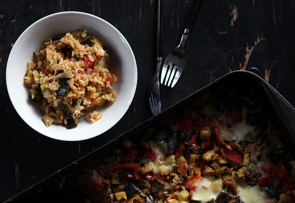 baked rice veg and bocconcini
